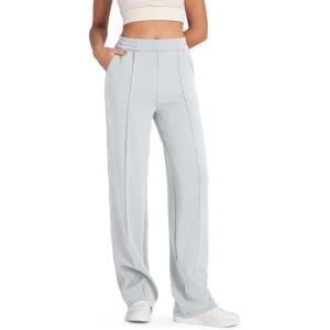 imageG4Free Smoofit Modal Soft Women Wide Leg Sweatpants with Pockets Yoga Pants Casual Lounge Trousers 25quot27quot29quot31quot33quotLight Gray