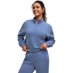 imageG4Free Smoofit Modal Soft Womens HalfZip Pullover Mock Neck Long Sleeve Sweatshirts with Side SlitsDenim Blue