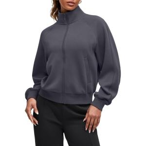 imageG4Free Smoofit Modal Soft Womens Zip Up Jackets Loose Fit Mock Neck Casual Tops with PocketsDark Gray
