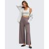imageG4Free Women Lightweight Wide Leg Ankle Track Pants with Pockets Stretchy Casual Travel TrousersTaupe