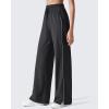 imageG4Free Womens Lightweight Track Pant with Pockets Wide Leg Jogging Sweatpants Drawstring Casual TrousersBlack