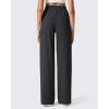 imageG4Free Womens Lightweight Track Pant with Pockets Wide Leg Jogging Sweatpants Drawstring Casual TrousersBlack