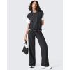 imageG4Free Womens Lightweight Track Pant with Pockets Wide Leg Jogging Sweatpants Drawstring Casual TrousersBlack