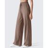 imageG4Free Womens Lightweight Track Pant with Pockets Wide Leg Jogging Sweatpants Drawstring Casual TrousersMocha Cream