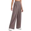 imageG4Free ShiftReady Women Wide Leg Dress Yoga Pant with Pockets Front Pleated Loose Lounge Slack Dressy Casual Travel TrousersTaupe
