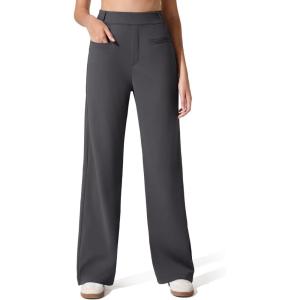 imageG4Free ShiftReady Womens Work Pants with Pockets Straight Leg Slack with Belt Loops Dress TrousersDark Gray