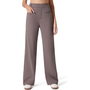 imageG4Free ShiftReady Womens Work Pants with Pockets Straight Leg Slack with Belt Loops Dress TrousersTaupe