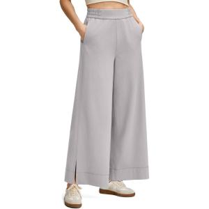 imageG4Free Women Lightweight Wide Leg Ankle Track Pants with Pockets Stretchy Casual Travel TrousersChrim Gray