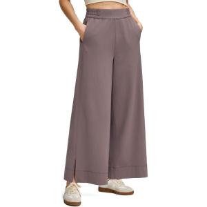 imageG4Free Women Lightweight Wide Leg Ankle Track Pants with Pockets Stretchy Casual Travel TrousersTaupe
