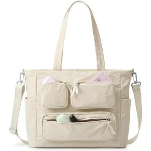imageG4Free Tote Bag for Women Lightweight Work Bag with 15quot Laptop Pocket for Teacher Nurse Casual Shoulder Bag for Travel DailyBeige