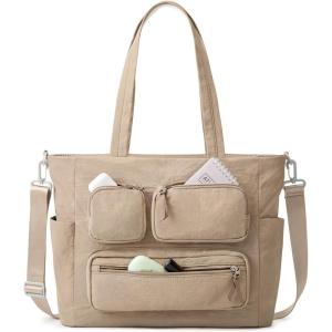 imageG4Free Tote Bag for Women Lightweight Work Bag with 15quot Laptop Pocket for Teacher Nurse Casual Shoulder Bag for Travel DailyKhaki