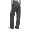 imageG4Free BareFeel High Stretch Wide Leg Yoga Pants for Women Side Pleated V Waist Casual Trousers with PocketsDark Gray