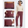 imageG4Free BareFeel High Stretch Yoga Pants Women Soft High Waisted Casual Wide Leg Pants with PocketsDark Burgundy