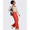 imageG4Free BareFeel High Stretch Yoga Pants Women Soft High Waisted Casual Wide Leg Pants with PocketsRust Orange