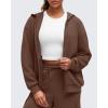 imageG4Free Smoofit Modal Soft Womens Full Zip Jackets Loose Fit Casual Hoodies Long Sleeve Tops with PocketsDark Coffee
