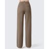 imageG4Free Women Fleece Lined Pants with Pockets Wide Leg Winter Thermal Work Trousers Dressy Casual PetiteRegularTallDark Brown