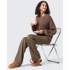 imageG4Free Women Fleece Lined Pants with Pockets Wide Leg Winter Thermal Work Trousers Dressy Casual PetiteRegularTallDark Brown