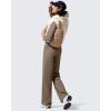 imageG4Free Women Fleece Lined Pants with Pockets Wide Leg Winter Thermal Work Trousers Dressy Casual PetiteRegularTallDark Brown