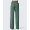 imageG4Free Women Fleece Lined Pants with Pockets Wide Leg Winter Thermal Work Trousers Dressy Casual PetiteRegularTallDark Forest Green