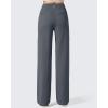 imageG4Free Women Fleece Lined Pants with Pockets Wide Leg Winter Thermal Work Trousers Dressy Casual PetiteRegularTallDeep Grey