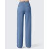 imageG4Free Women Fleece Lined Pants with Pockets Wide Leg Winter Thermal Work Trousers Dressy Casual PetiteRegularTallDenim Blue