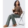 imageG4Free Women Fleece Lined Pants with Pockets Wide Leg Winter Thermal Work Trousers Dressy Casual PetiteRegularTallGray Sage