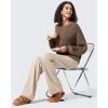 imageG4Free Women Fleece Lined Pants with Pockets Wide Leg Winter Thermal Work Trousers Dressy Casual PetiteRegularTallLight Khaki