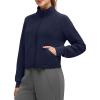 imageG4Free Smoofit Modal Soft Womens Zip Up Jackets Mock Neck Casual Sweatshirts Athletic Workout Tops with PocketsDark Blue