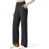 imageG4Free Women Fleece Lined Pants with Pockets Wide Leg Winter Thermal Work Trousers Dressy Casual PetiteRegularTallBlack