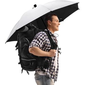 imageG4Free 46 Inch Large Hiking Umbrella Ultralight UV Silver Reflective Fullsize Trekking Backpacking UmbrellaSilverBlack