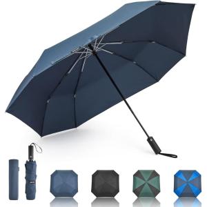 imageG4Free 54 Inch Large Golf Umbrella Automatic Square 3 Folding Windproof Compact Travel Rain UmbrellaNavy Blue