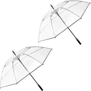 imageG4Free 62 Inch Clear Golf Umbrella Transparent Auto Open Large Stick Umbrella Oversized Windproof Waterproof with Sleeve for Women MenCleartwo pack
