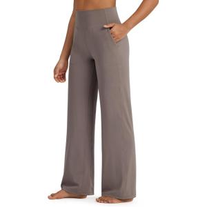 imageG4Free BareFeel High Stretch Yoga Pants Women Soft High Waisted Casual Wide Leg Pants with PocketsTaupe
