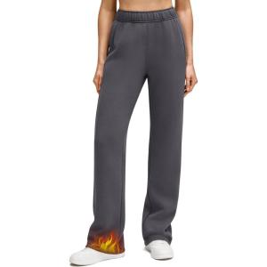 imageG4Free Flurrylux Womens Fleece Lined Straight Leg Sweatpants Cotton Warm Lounge Pants with PocketsDark Gray