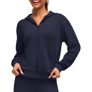 imageG4Free Smoofit Modal Soft Womens Full Zip Jackets Loose Fit Casual Hoodies Long Sleeve Tops with PocketsDark Navy