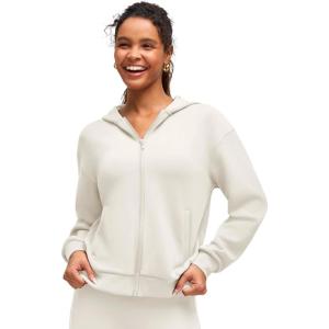imageG4Free Smoofit Modal Soft Womens Full Zip Jackets Loose Fit Casual Hoodies Long Sleeve Tops with PocketsIvory