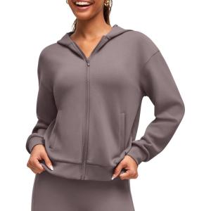 imageG4Free Smoofit Modal Soft Womens Full Zip Jackets Loose Fit Casual Hoodies Long Sleeve Tops with PocketsTaupe