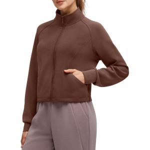 imageG4Free Smoofit Modal Soft Womens Zip Up Jackets Mock Neck Casual Sweatshirts Athletic Workout Tops with PocketsDark Coffee