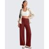 imageG4Free 255275295 Wide Leg Pants for Women 78 Length Yoga Dress Pants High Waist Stretch with Pockets Casual WorkWine
