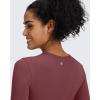 imageG4Free BareFeel Long Sleeve Workout Tops for Women Slim Athletic Gym Yoga Shirt Cropped Basic Tight ShirtDark Burgundy
