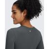 imageG4Free BareFeel Long Sleeve Workout Tops for Women Slim Athletic Gym Yoga Shirt Cropped Basic Tight ShirtDark Gray