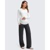 imageG4Free EverGoing Fleece Lined Maternity Wide Leg Pants Over The Belly Pregnancy Trousers with PocketsBlack