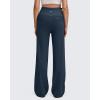 imageG4Free EverGoing Fleece Lined Maternity Wide Leg Pants Over The Belly Pregnancy Trousers with PocketsDark Blue