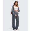 imageG4Free EverGoing Fleece Lined Maternity Wide Leg Pants Over The Belly Pregnancy Trousers with PocketsDark Gray