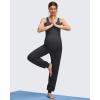 imageG4Free EverGoing Maternity Pants Stretchy Workout Lounge Pants Over The Belly Pregnancy Joggers with PocketsBlack