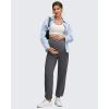 imageG4Free EverGoing Maternity Pants Stretchy Workout Lounge Pants Over The Belly Pregnancy Joggers with PocketsDark Gray