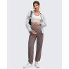 imageG4Free EverGoing Maternity Pants Stretchy Workout Lounge Pants Over The Belly Pregnancy Joggers with PocketsTaupe