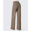 imageG4Free Fleece Lined Pants Women Wide Leg Work Trousers with Pockets High Waisted Sweatpants for Casual Dress WinterDark Brown