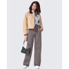 imageG4Free Fleece Lined Pants Women Wide Leg Work Trousers with Pockets High Waisted Sweatpants for Casual Dress WinterTaupe