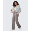 imageG4Free Fleece Lined Sweaterpants Women Elastic Drawstring Wide Leg Winter Trousers with Pockets for Casual WorkTaupe